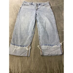 Wide Leg Ava & Viv Womens Light Wash Button Fly cuffed Jeans Siz 18 preppy chic